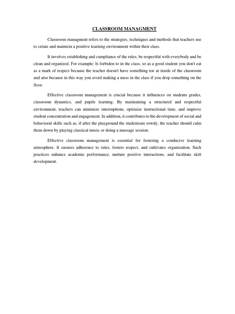 Effective Classroom Management Strategies | PDF | Career & Growth ...