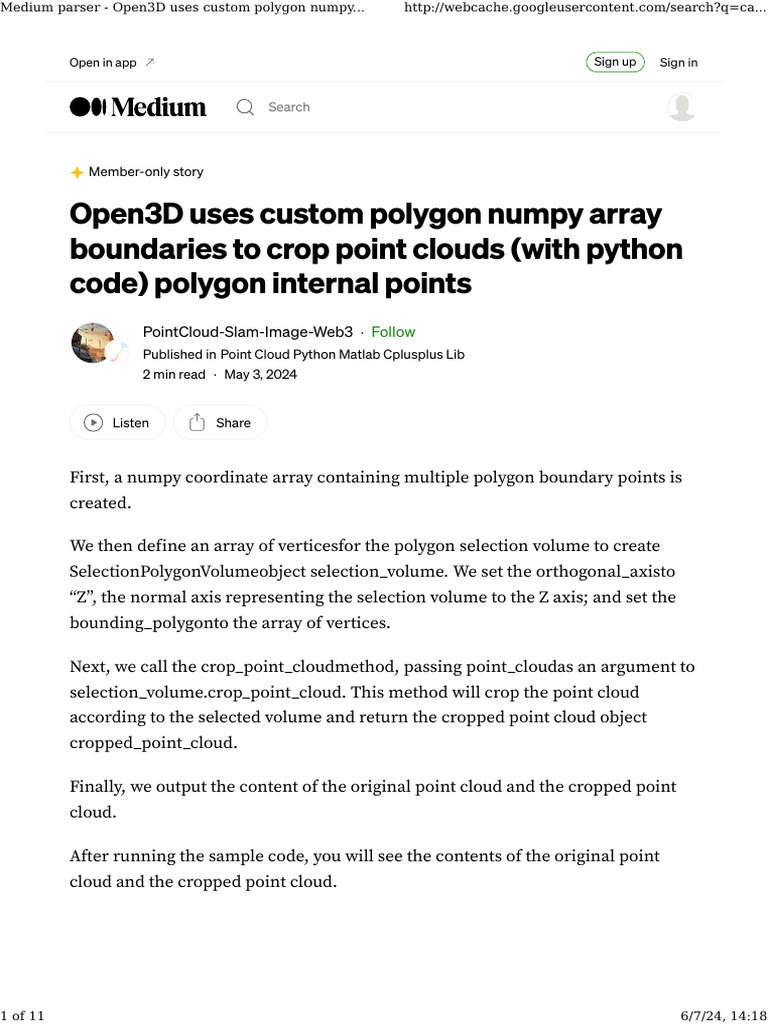 Open3D Uses Custom Polygon Numpy Array Boundaries To Crop Point Clouds ...