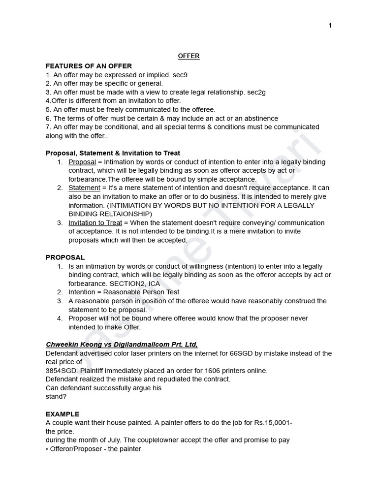 Contracts | PDF | Consideration | Offer And Acceptance