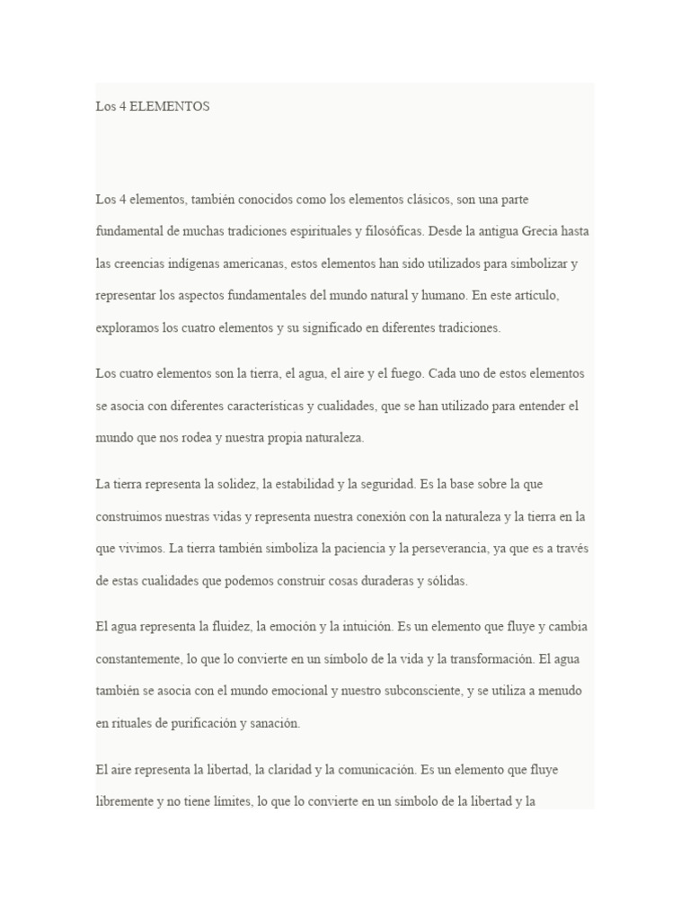 Los 4 Elementos: Significado y Uso | PDF | Rituales | Naturaleza