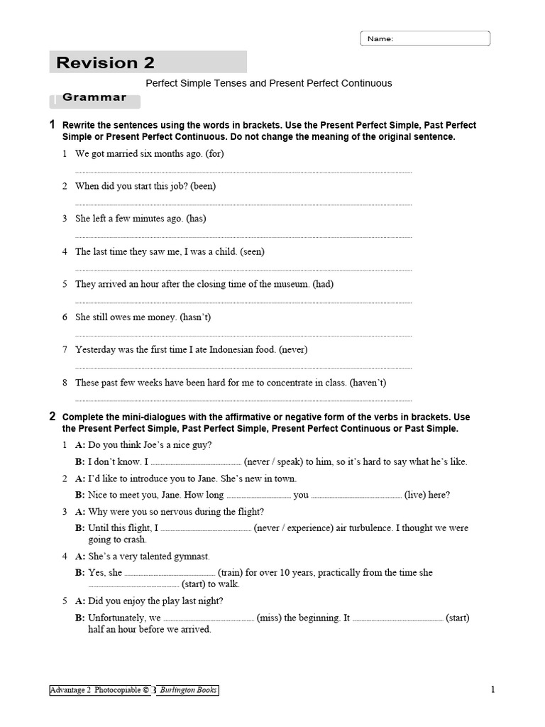 Perfect Tenses Grammar Exercises | PDF | Syntax | Language Mechanics