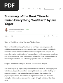 Finish Everything You Start" by Jan Yager - by Josias Gouveia Dos Santos - Medium