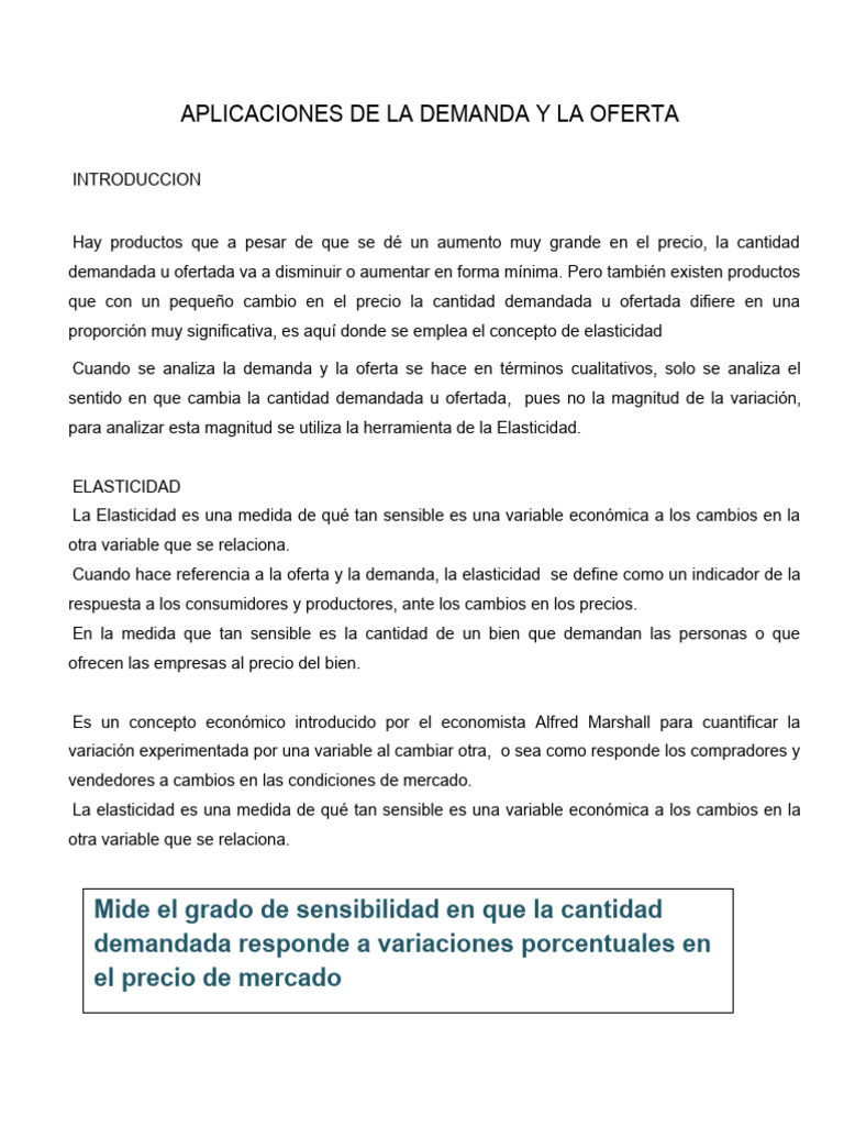 Elasticidad en Demanda y Oferta Económica | PDF | Elasticidad (economía ...