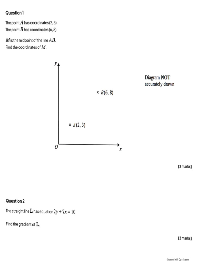 Coordinate Geometry Set 1 | PDF