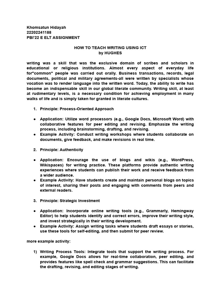 Khomsatun Hidayah - ELT Writing | PDF | Writing | Wiki