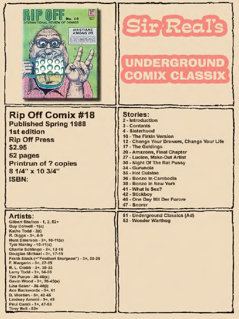 Rip Off Comix #18 Overview | PDF | Magazines | American Comics