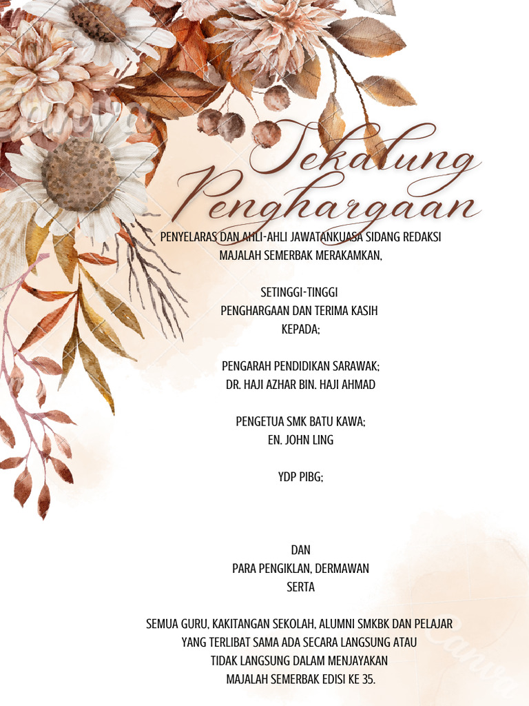 Penghargaan Majalah Semerbak Edisi 35 | PDF