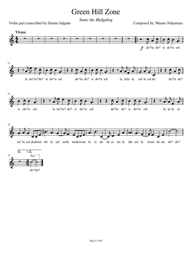 Green Hill Zone Sheet Music | PDF