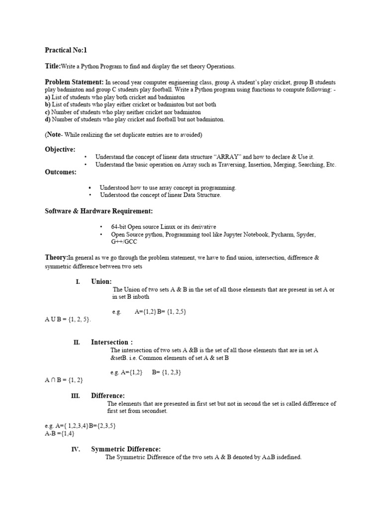Python Set Theory Operations Guide | PDF | Python (Programming Language ...