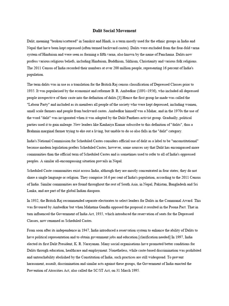 Dalit Social Movement | PDF | Dalit | Politics Of India