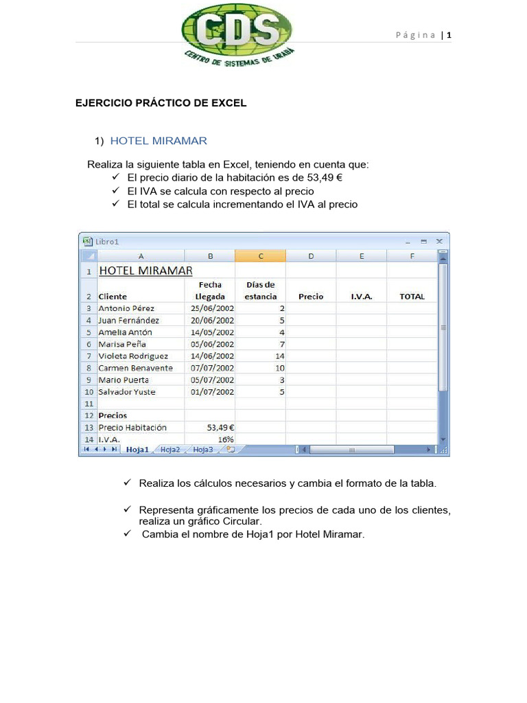 Ejercicio Práctico Hoja de Cálculo | PDF | Microsoft Excel