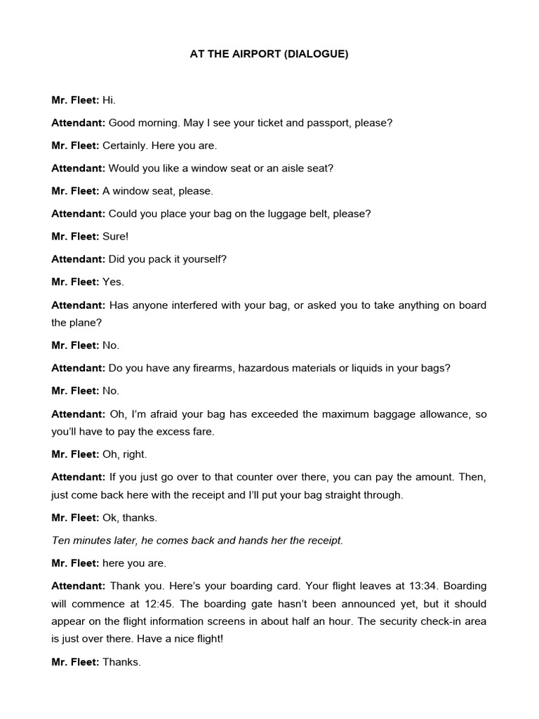 Airport Dialogue: Check-In Process | PDF | Art