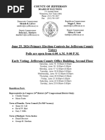 Jefferson County Board of Elections June 2024 Primary