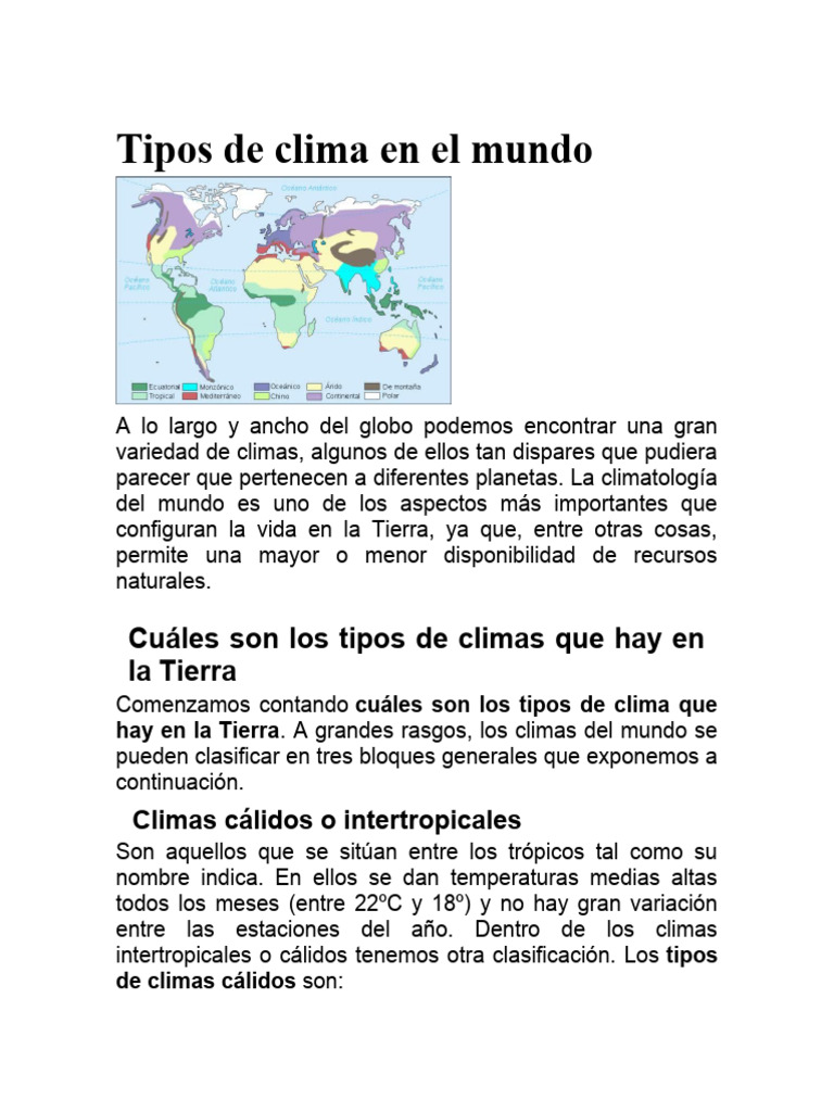 Tipos de Clima en el Mundo | PDF | Clima | Clima templado
