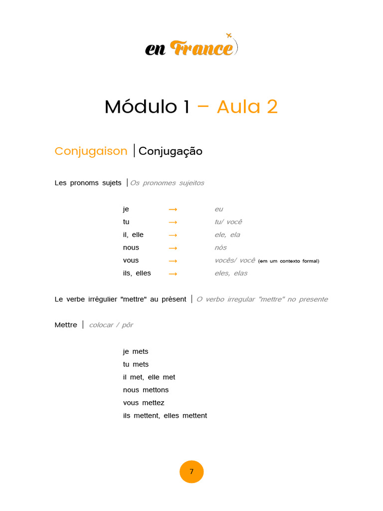 Conjugaison et vocabulaire en français | PDF | Unités sémantiques ...