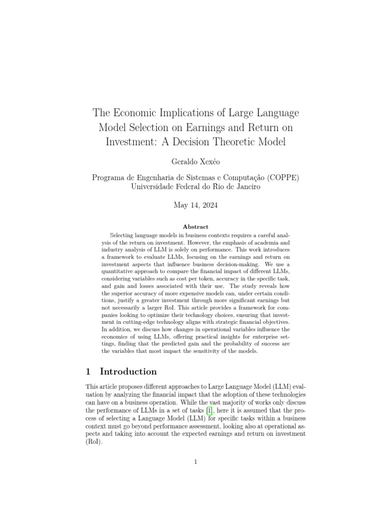 The Economic Implications of Large Language Model Selection On Earnings ...