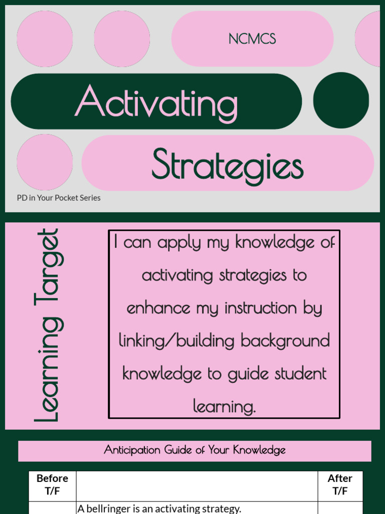 Activating Strategies PD in Your Pocket | PDF | Learning | Knowledge