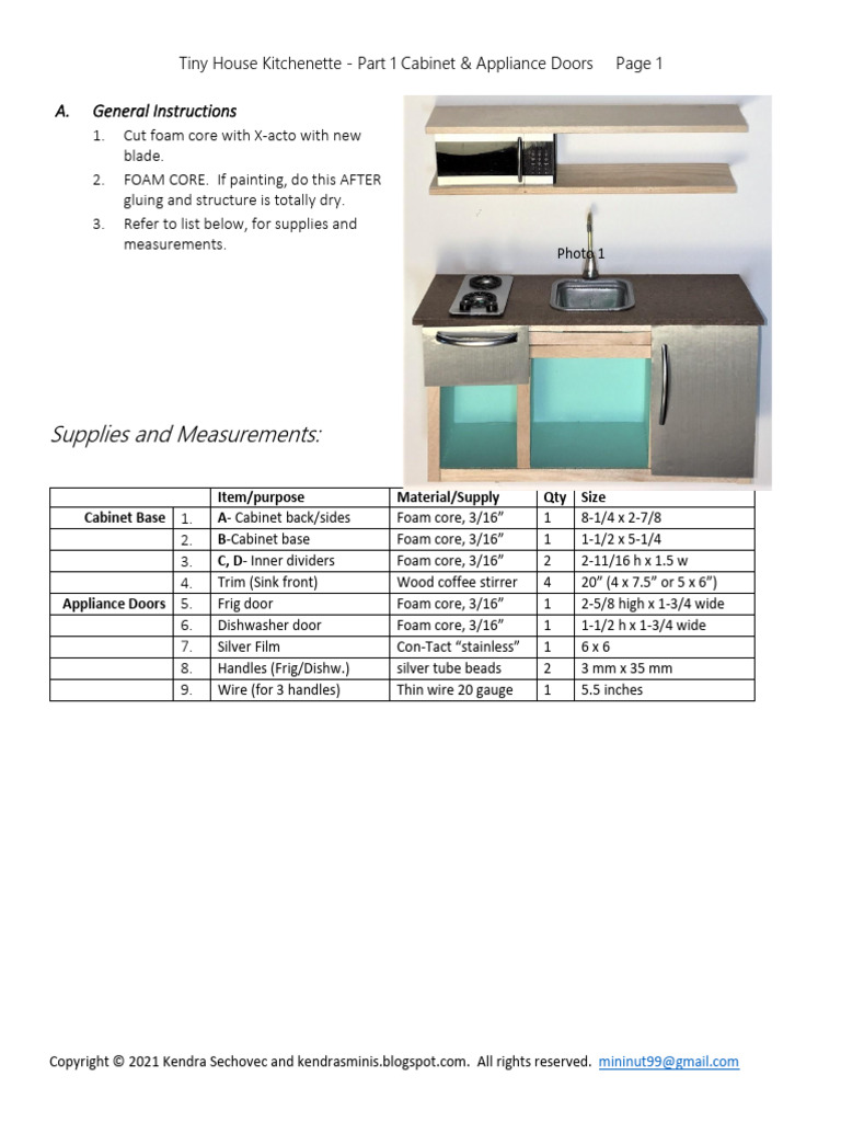 Tiny House Kitchenette: Cabinet Doors Guide | PDF | Door