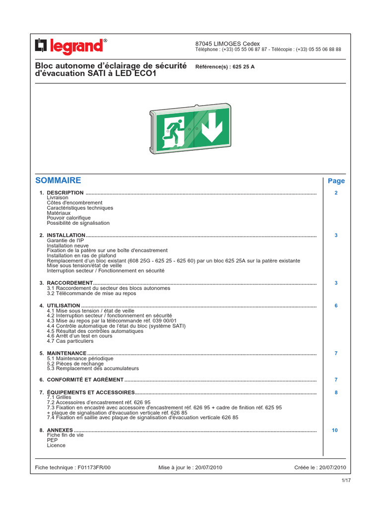 Fiche technique BAES LED ECO1 | PDF | Électricité | Électrotechnique
