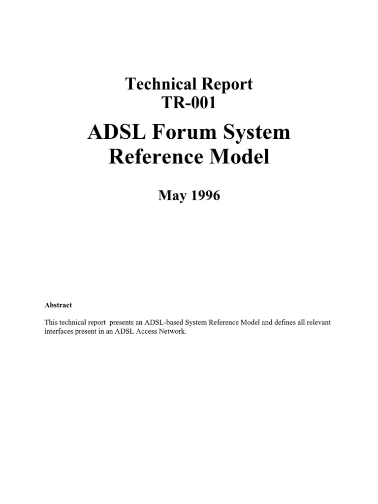 ADSL Forum System Reference Model: Technical Report TR-001 | PDF ...