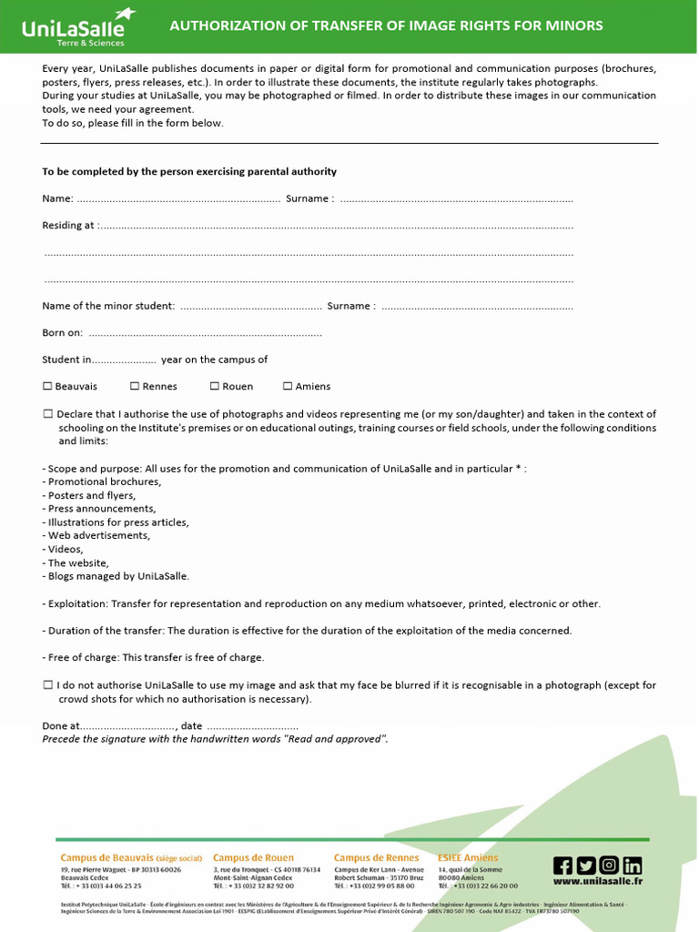 Image Rights Transfer for Minors | PDF | Mass Media | Communication Design