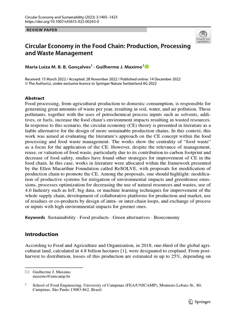 Circular Economy Product Design For Food Production