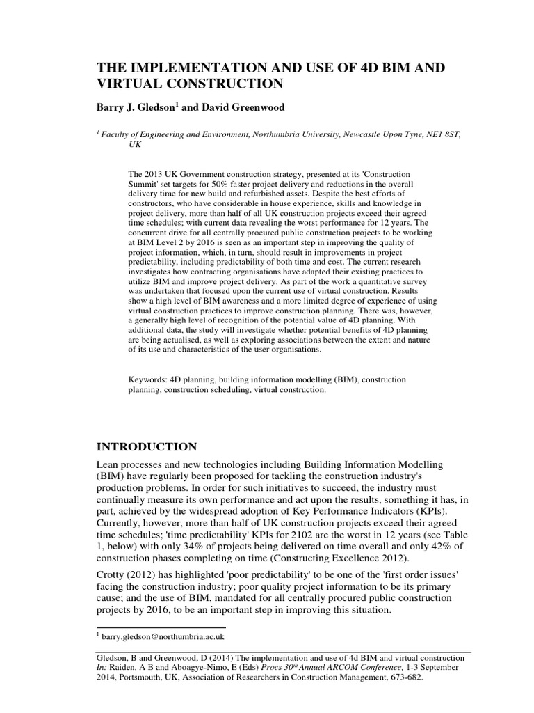 4D BIM Implementation in Construction | PDF | Building Information ...