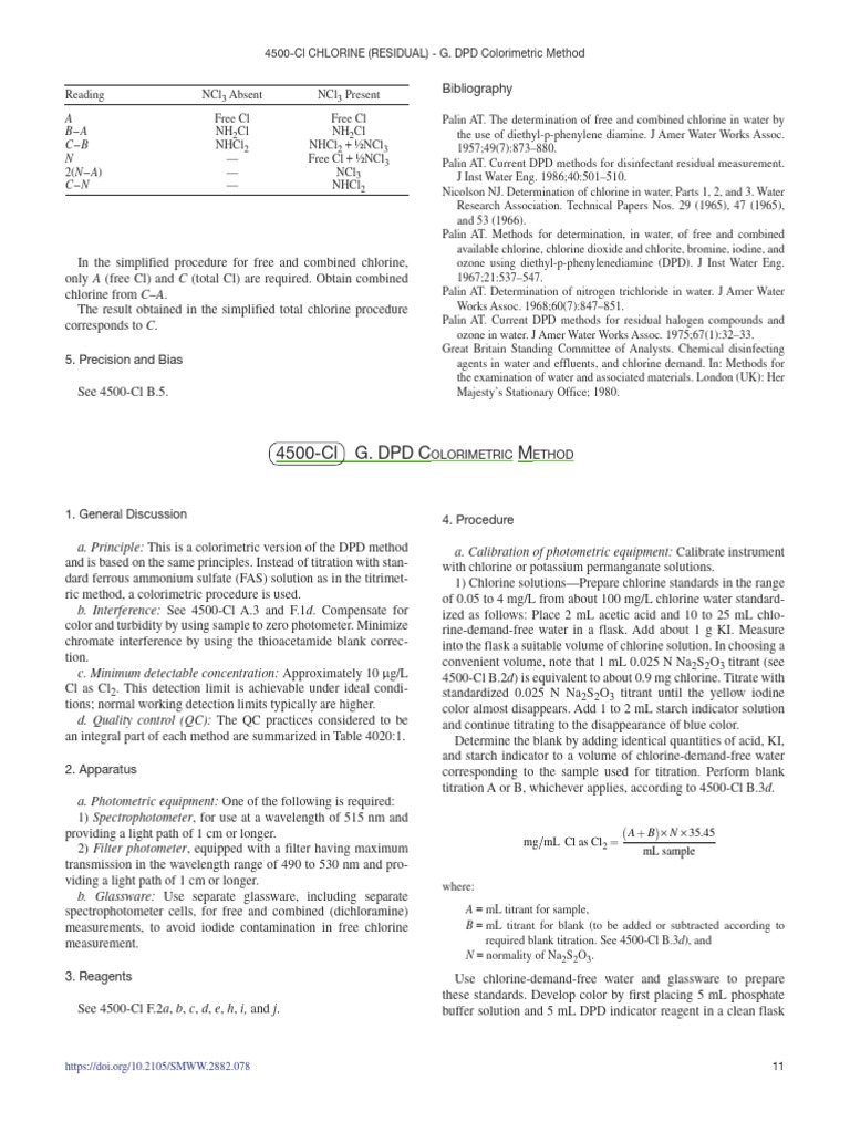4500Cl G DPD Colorimetric Method 2023 Download Free PDF Titration