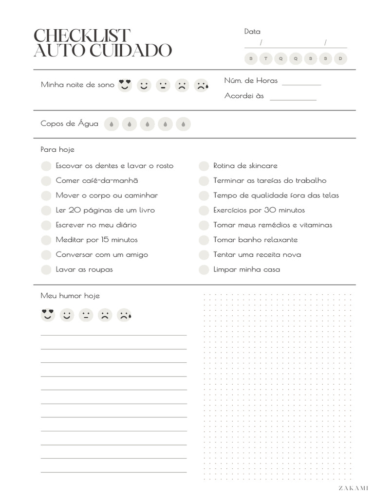 Checklist de Auto Cuidado Freebie 1 | PDF
