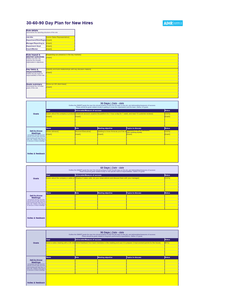 30-60-90_Day_Plan_Template | PDF | Goal | Mentorship