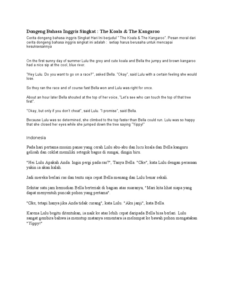 Cerita Dongeng Bahasa Inggris