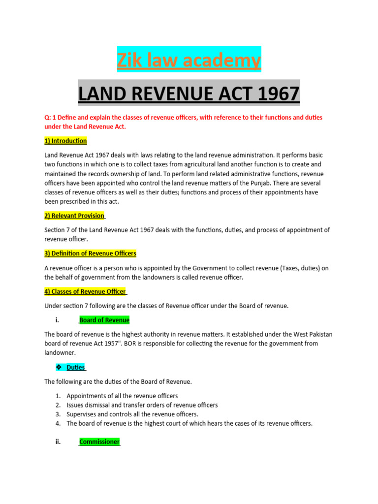 land-revenue-act-1967-notes-pdf-concurrent-estate-summons