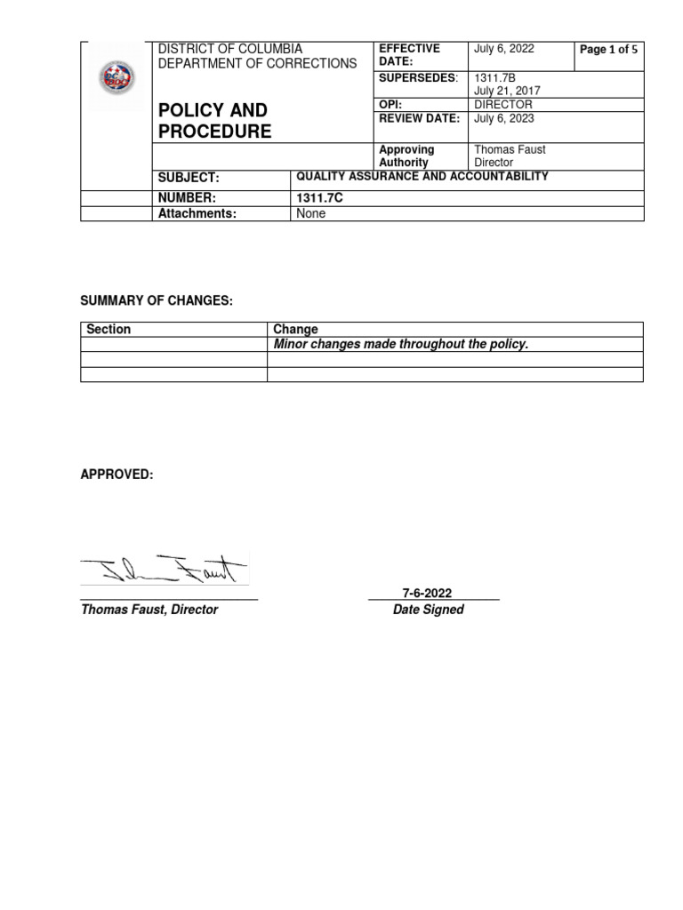 PP 1311.7C Quality Assurance and Accountability 07-06-2022 | PDF ...
