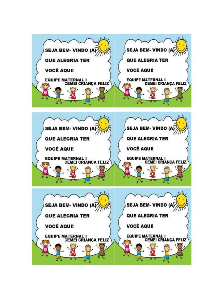Cartao Seja Bem-Vindos | PDF