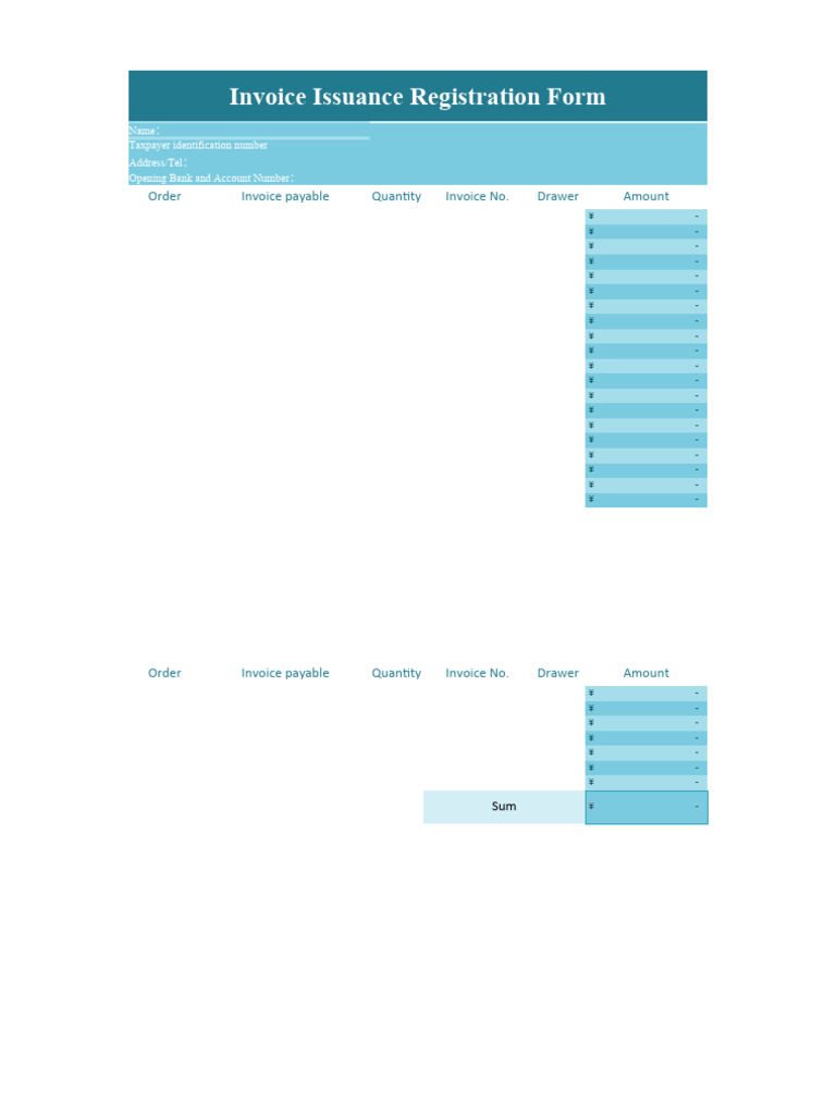 Invoice Issuance Registration Form | PDF | Invoice | Business Documents