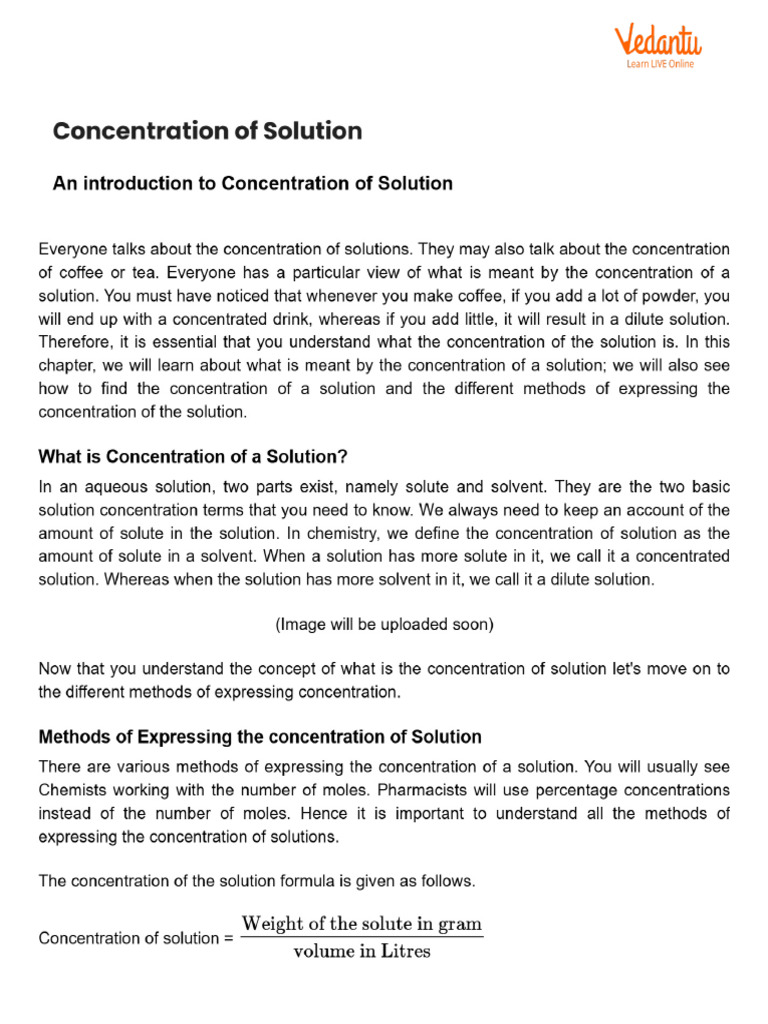 Concentration Of Solution Pdf