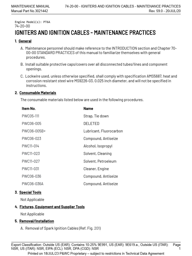 74-20-00-igniters-and-ignition-cables-maintenance-practices