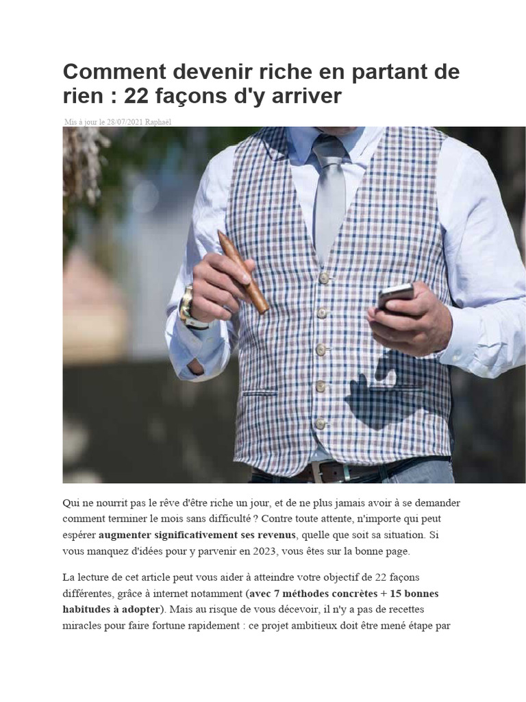 22 méthodes pour devenir riche rapidement | PDF | Coût de la vie | Crédit