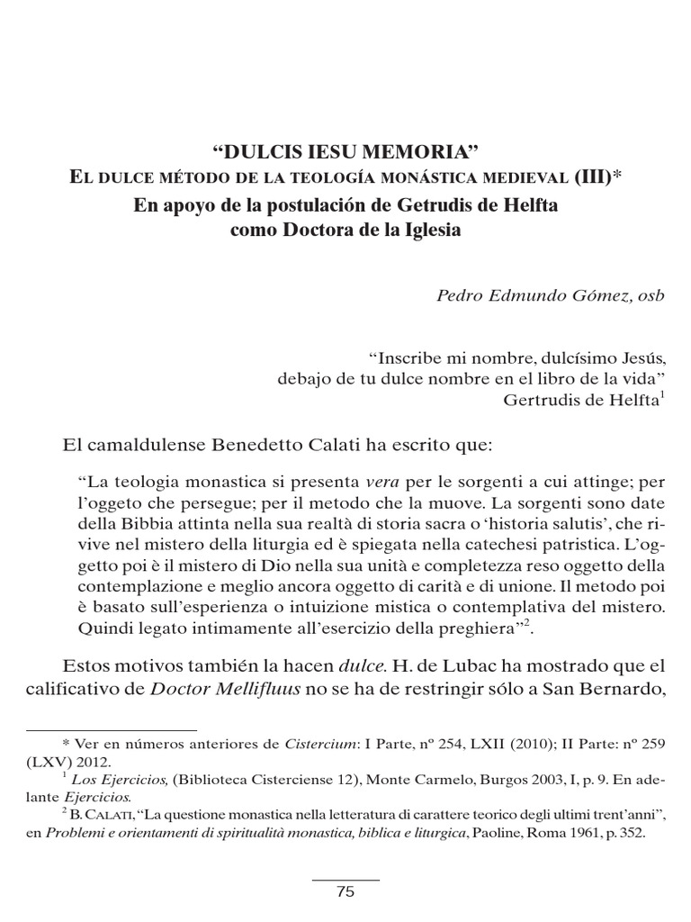 Dulcis Iesu Memoria El Dulce Metodo de PDF Lectio Divina Amor
