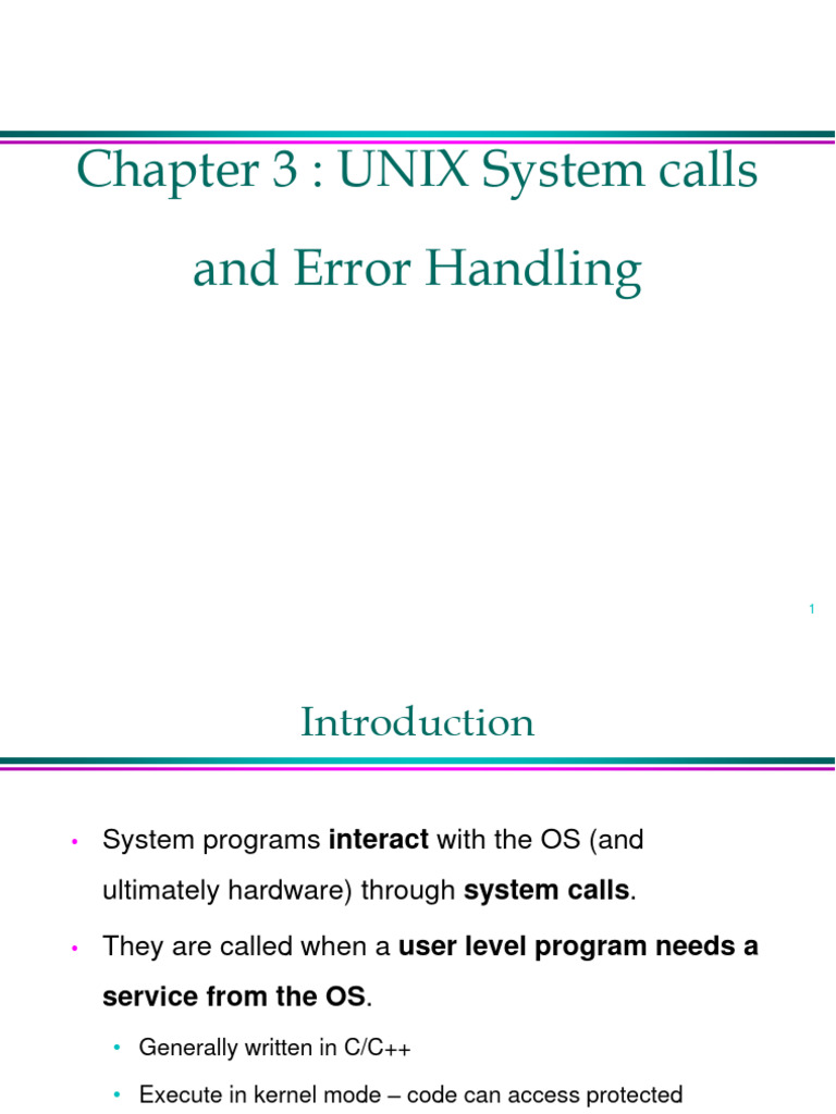 Chapter 3 Basics of UNIX System Calls | PDF | Kernel (Operating System ...