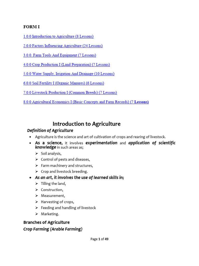 Agriculture Form 1 Notes 1 Pdf Soil Weathering