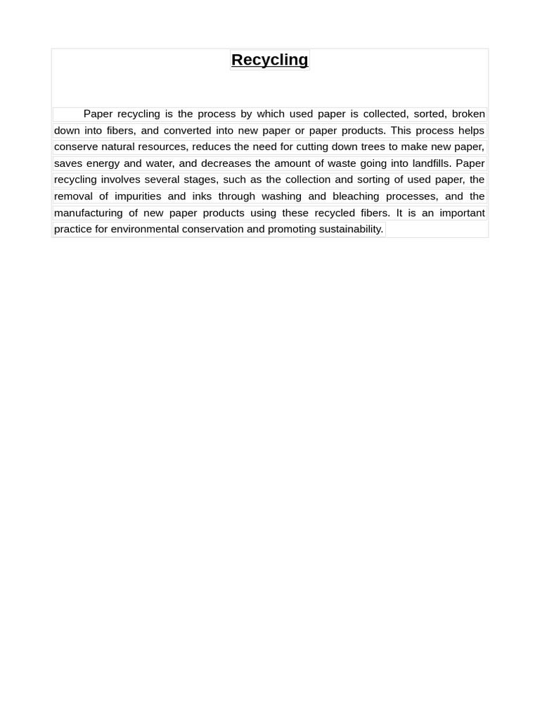 Benefits of Paper Recycling Process | PDF
