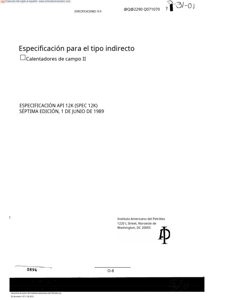 Especificaciones API 12K para Calentadores | PDF | Chimenea | Soldadura