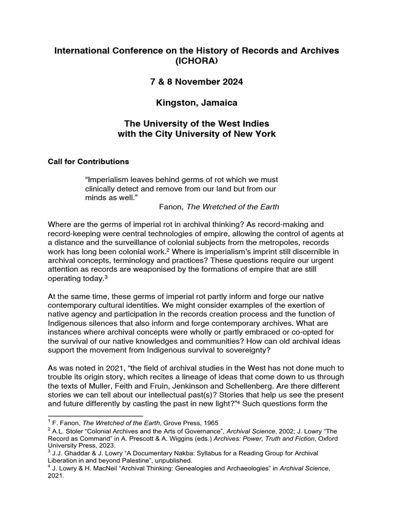 ICHORA 2024 Call For Contributions | PDF | History | Religion ...