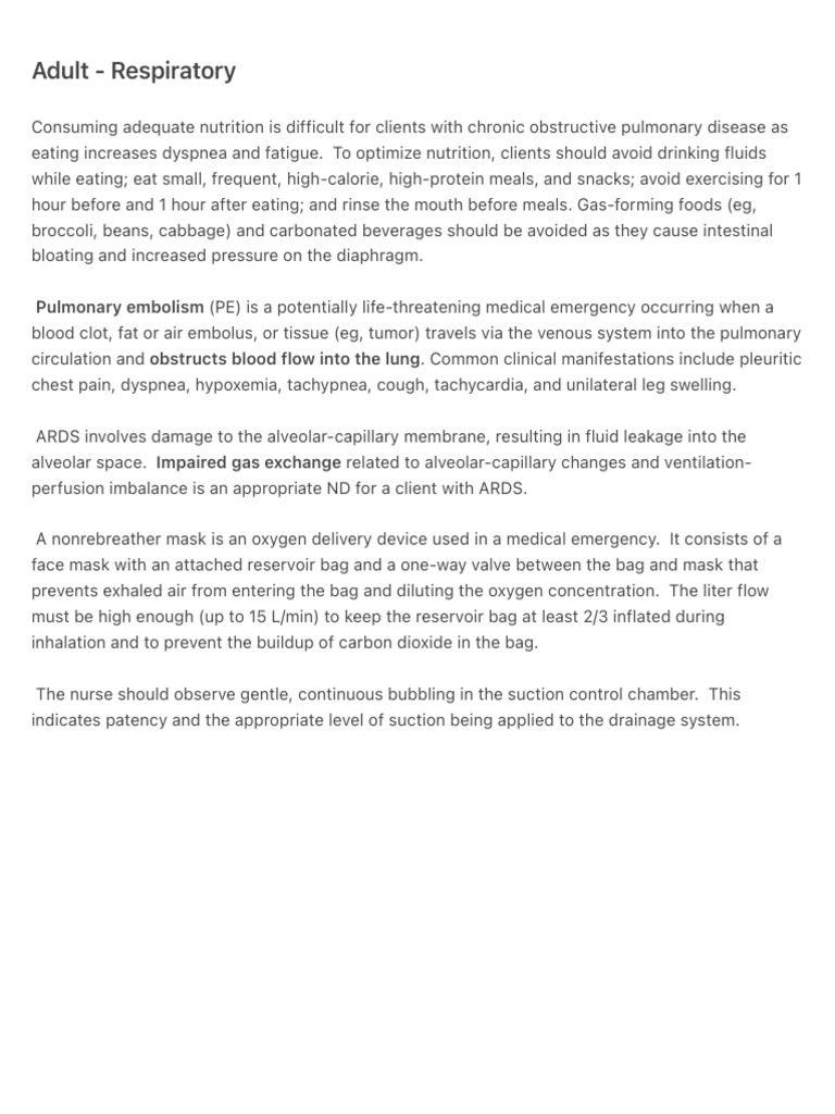 Adult - Respiratory | PDF | Chronic Obstructive Pulmonary Disease ...