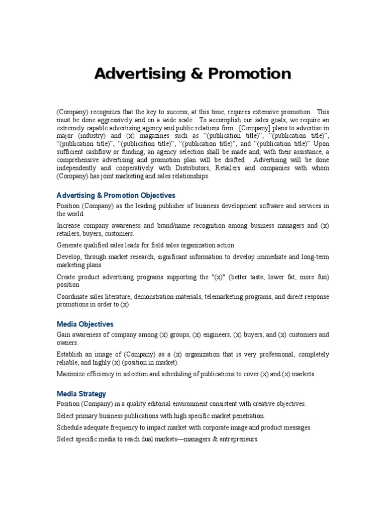 Comprehensive Advertising Strategy Plan | PDF | Advertising | Sales