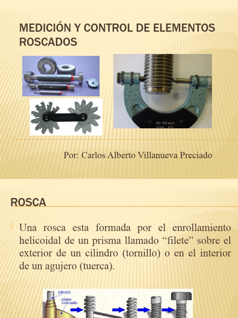 Medicion y Control de Elementos Roscados | PDF | Tornillo | Metalurgia