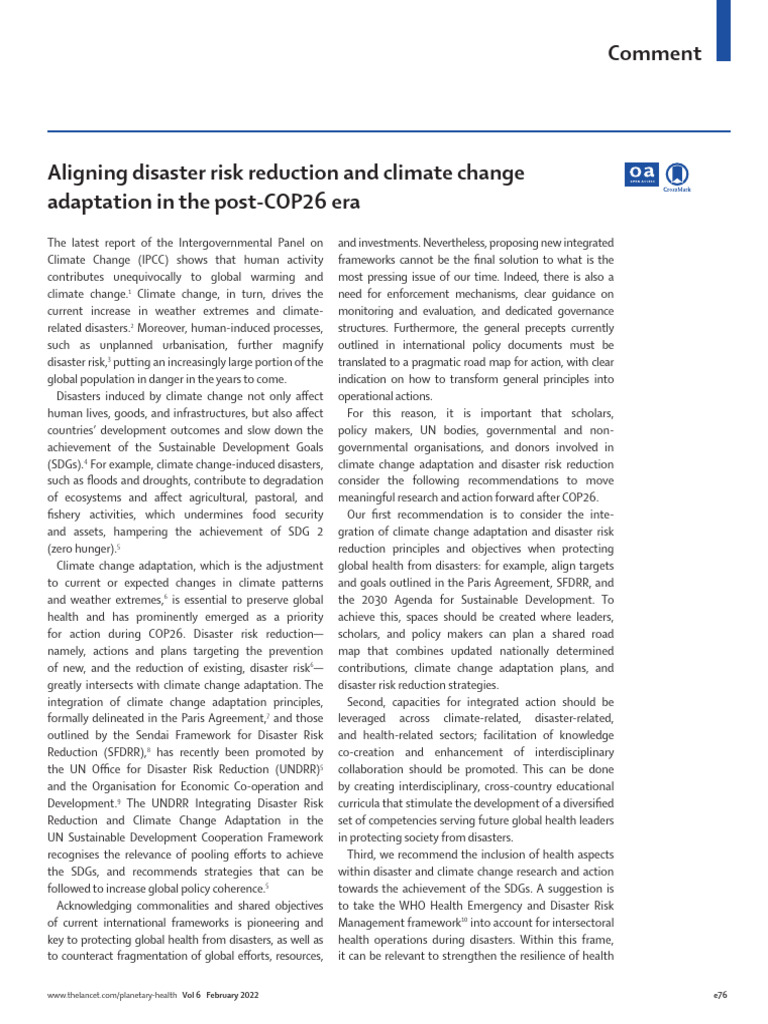 Climate Adaptation and Disaster Risk Integration | PDF | Disaster Risk ...