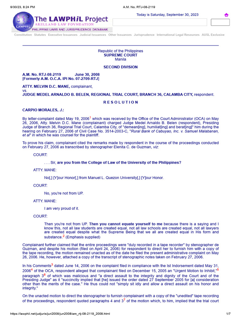 Judge Belen's Conduct Review Decision | PDF | Judge | Lawsuit