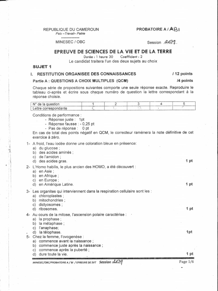 SVT Probatoire A 2019 | PDF